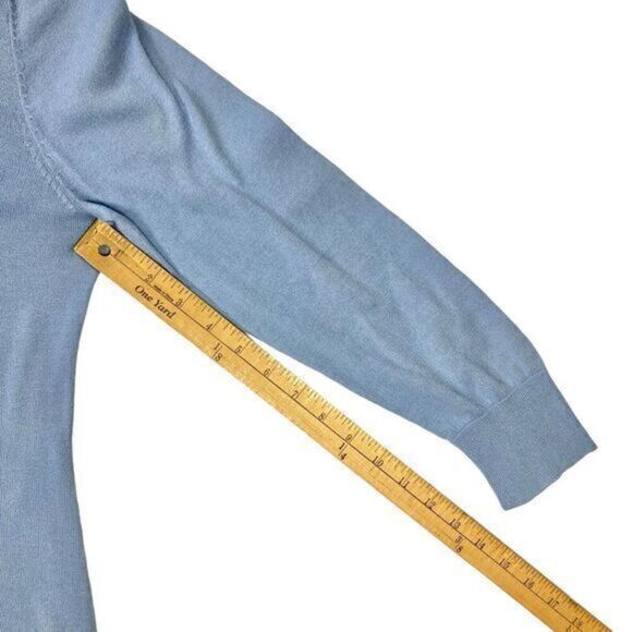 Cable & Gauge Cardigan Womens L Blue Ruffle Front Lightweight V Neck Sweater NWT - Picture 8 of 10